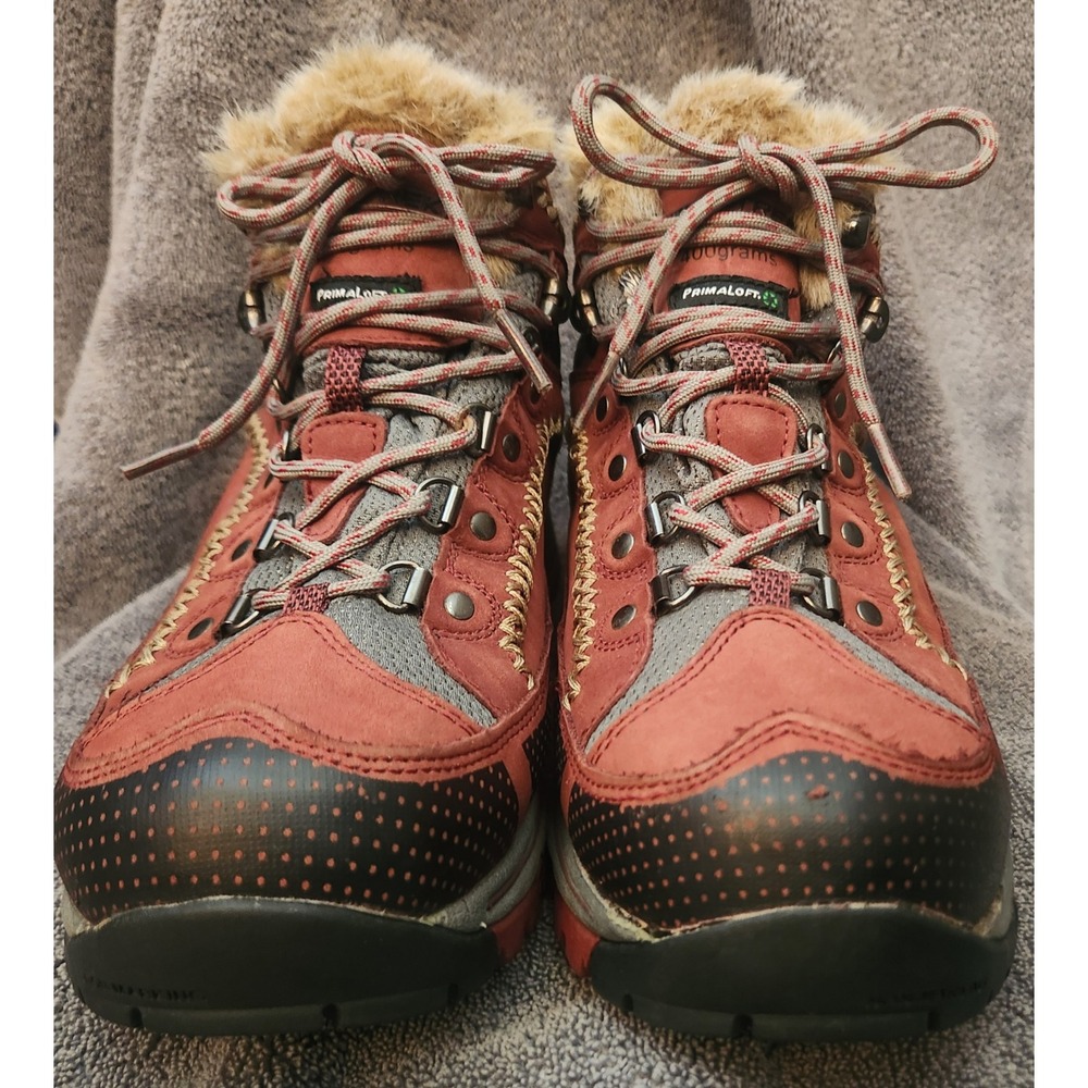 Mountrek Brook Path NWOT Mid Hiking Boots Women 8.5W Red Excellent (Primaloft) - Picture 3 of 14